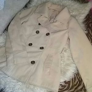 Beautiful tan coat with gold buttons